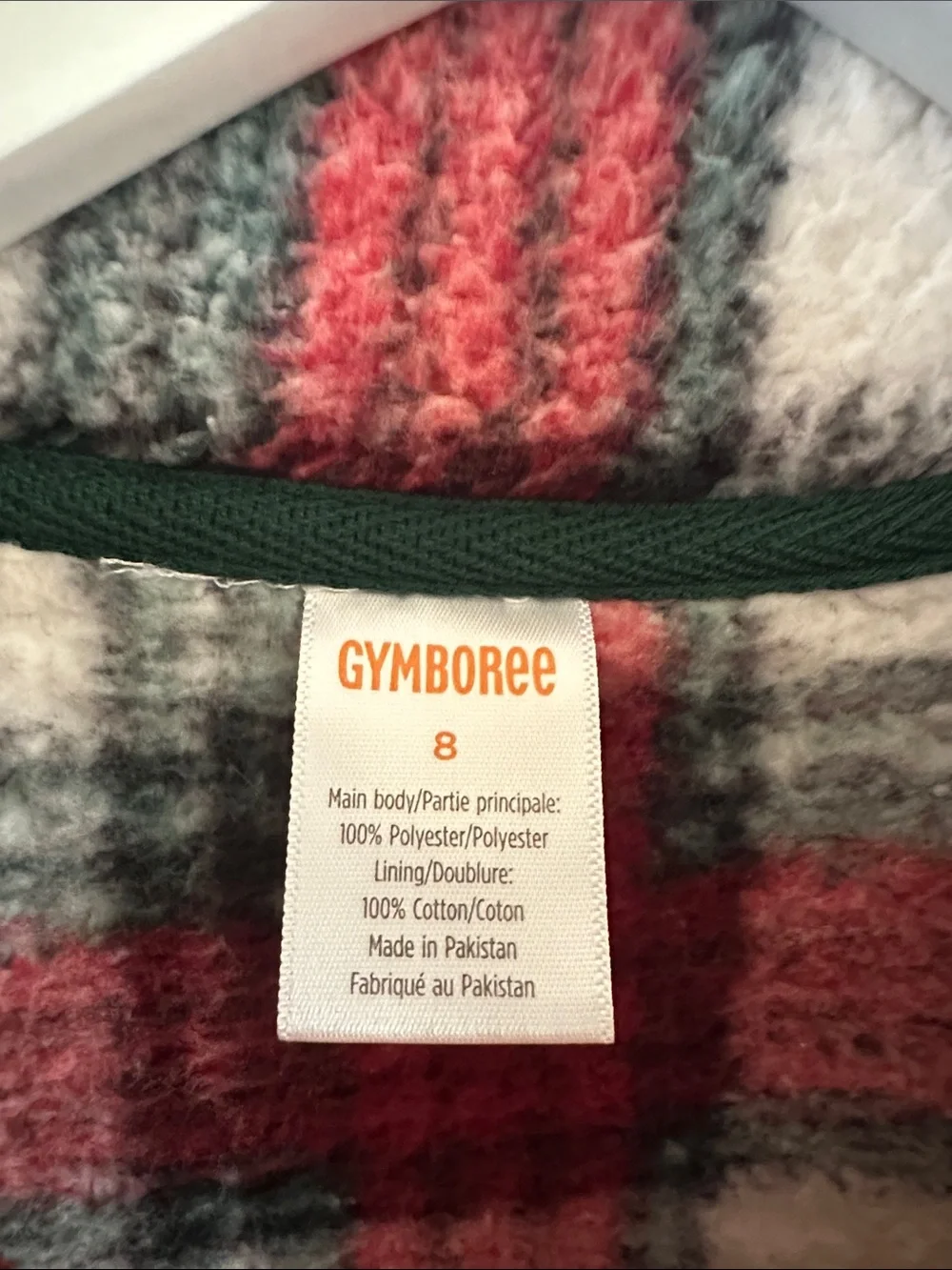 Gymboree Red, Green & White Plaid Quarter-Zip Sherpa Pullover